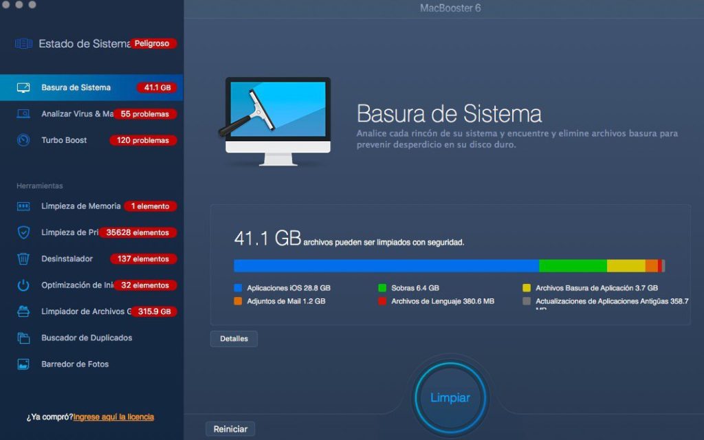 MACBOOSTER ELIMINAR VIRUS DE MAC LIBERAR ESPACIO EN MAC desinstalar apps en mac