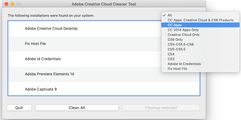 adobe cc cleaner tool - solucionar errores adobe en mac macos