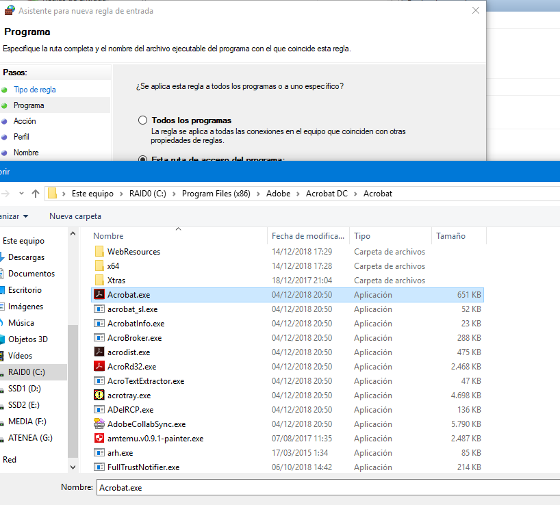 bloquear programa en firewall