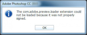 error al cargar plugin porque no se ha firmado correctamente photoshop cc error