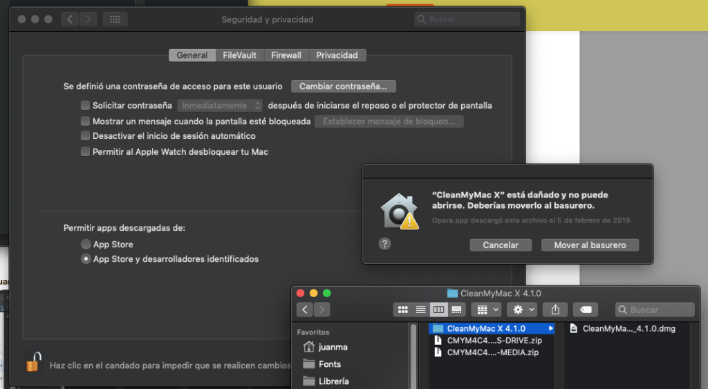 macos instalar apps de cualquier sitio esta dañado y no puede abrirse