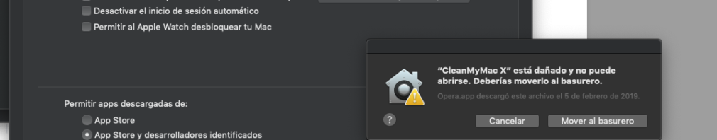 macos instalar apps de cualquier sitio esta dañado y no puede abrirse
