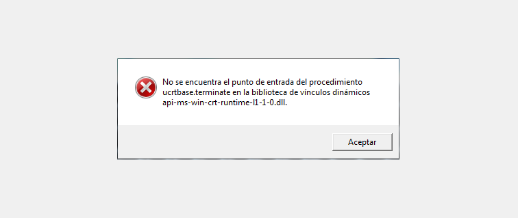 Solución al error api-ms-win-crt-runtime-l1-1-0