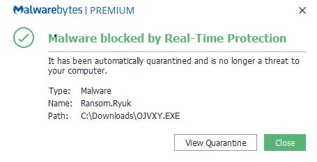 malwarebytes premium ryuk ransomware