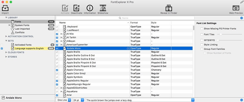 font explorer x pro mac