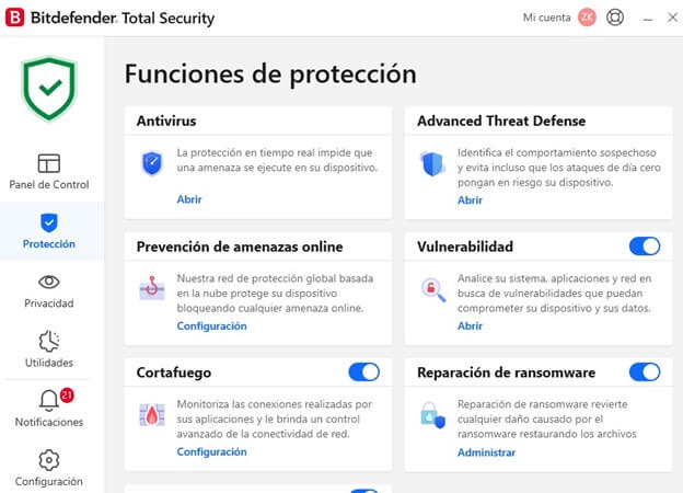 Bitdefender funciones