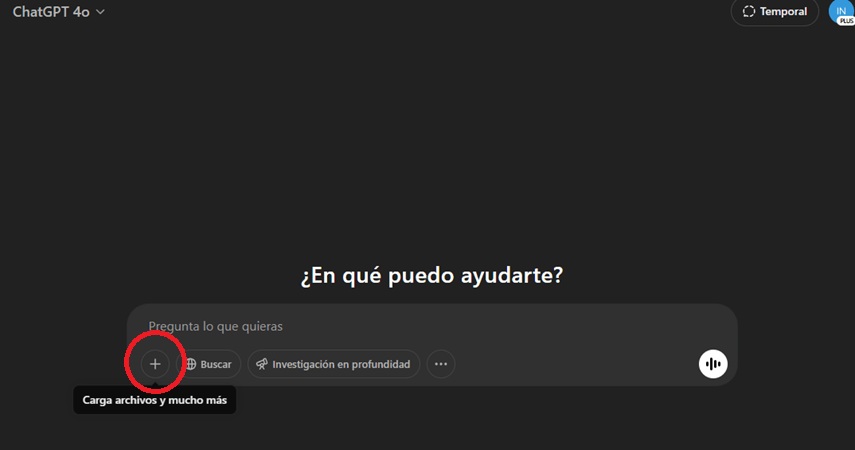 Carga tu imagen en ChatGPT